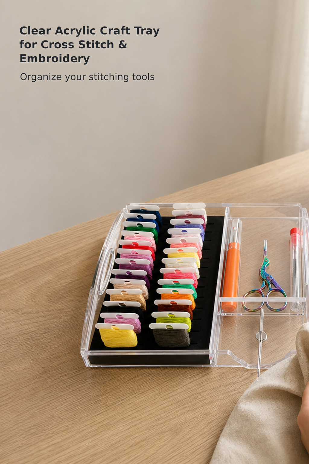 Clear Acrylic Craft Tray for Cross Stitch & Embroidery