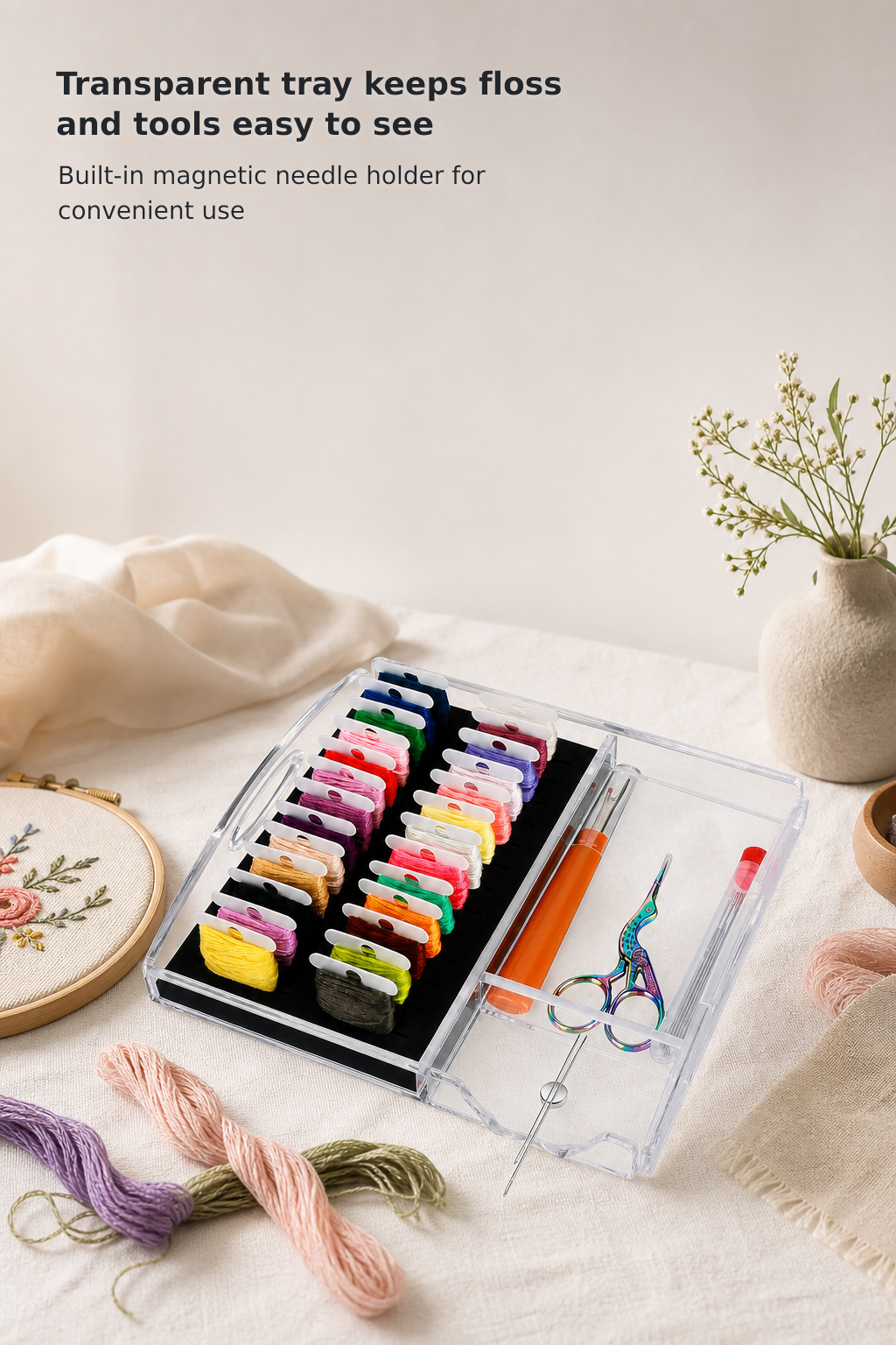 Clear Acrylic Craft Tray for Cross Stitch & Embroidery