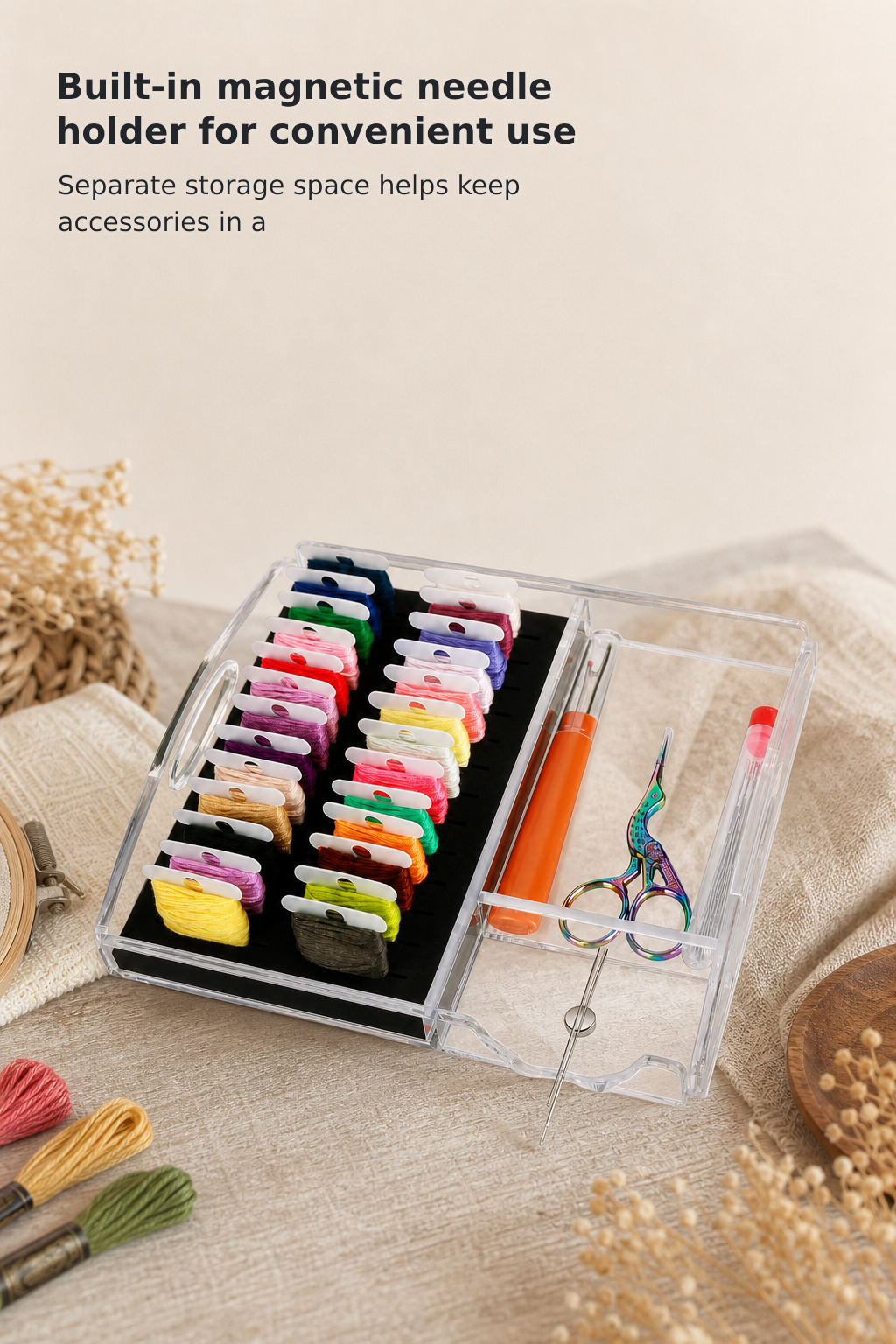 Clear Acrylic Craft Tray for Cross Stitch & Embroidery